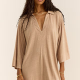 Mallory Slub CoverUp- Iced Coffee