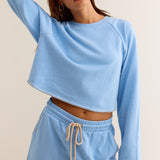 Seville Cropped Sweatshirt- Surf Blue