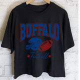 BUFFALO FOOTBALL GRAPHIC LONG CROP TOP - BLACK