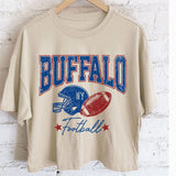 BUFFALO FOOTBALL GRAPHIC LONG CROP TOP - BEIGE